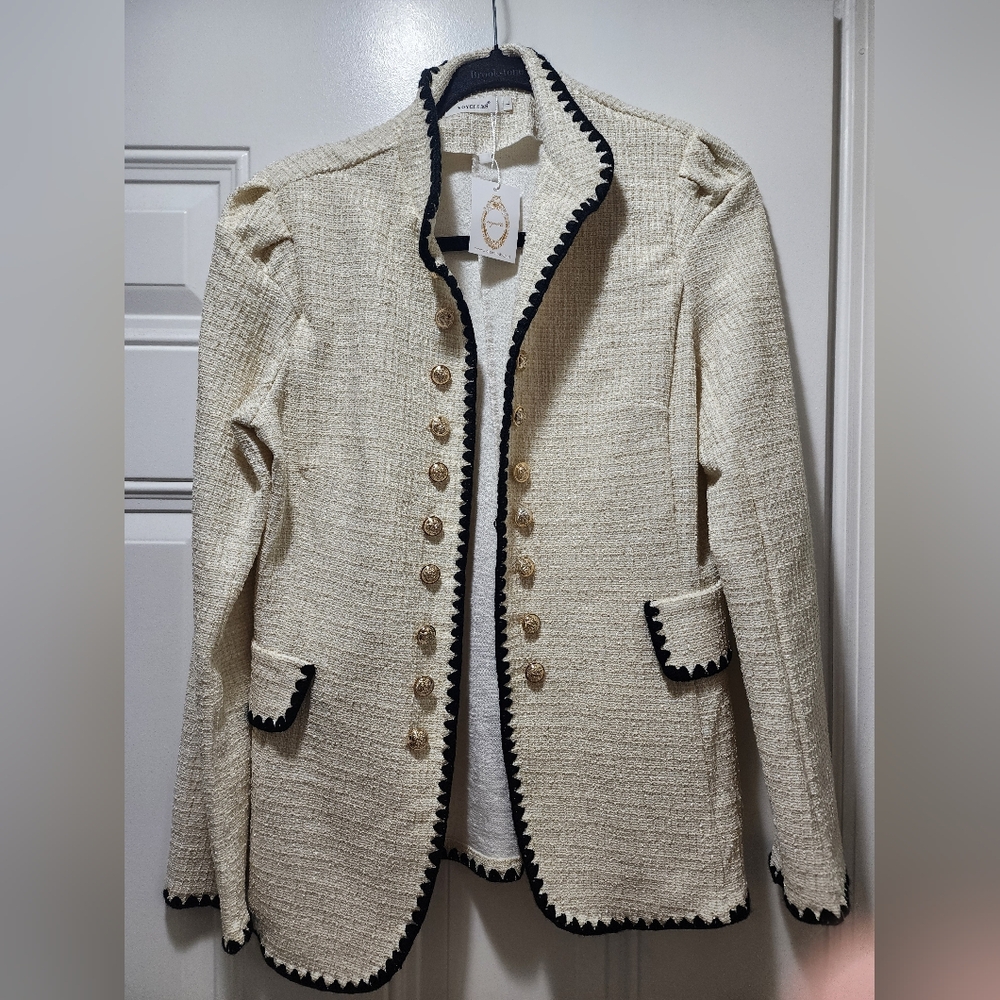 Voyelles blazer beige long sleeve size large